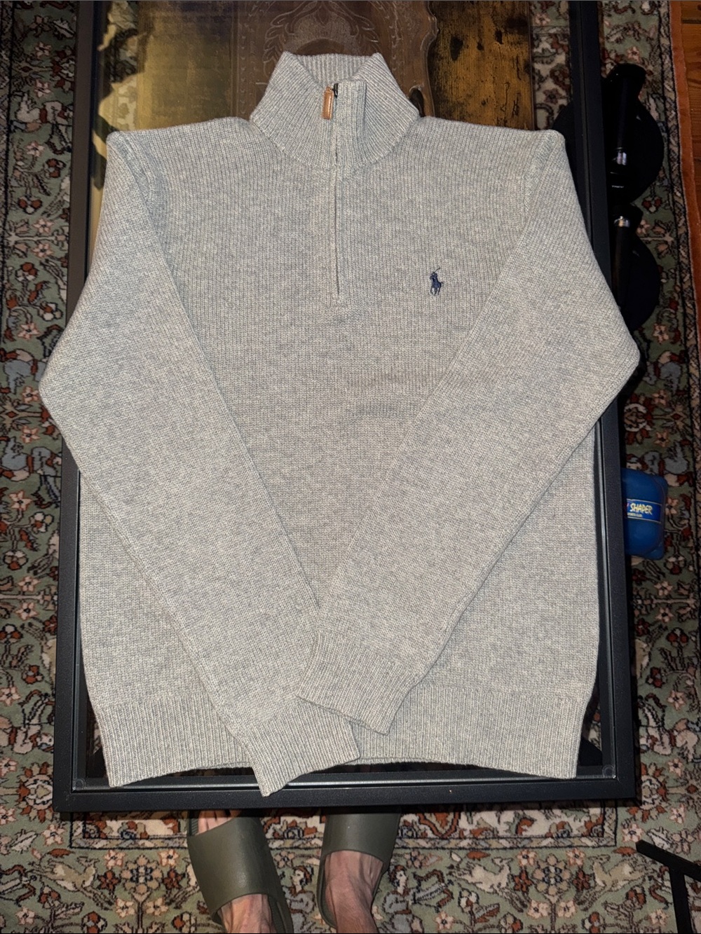 Polo by Ralph Lauren Light Gray Half-Zip Wool-Blend Sweater